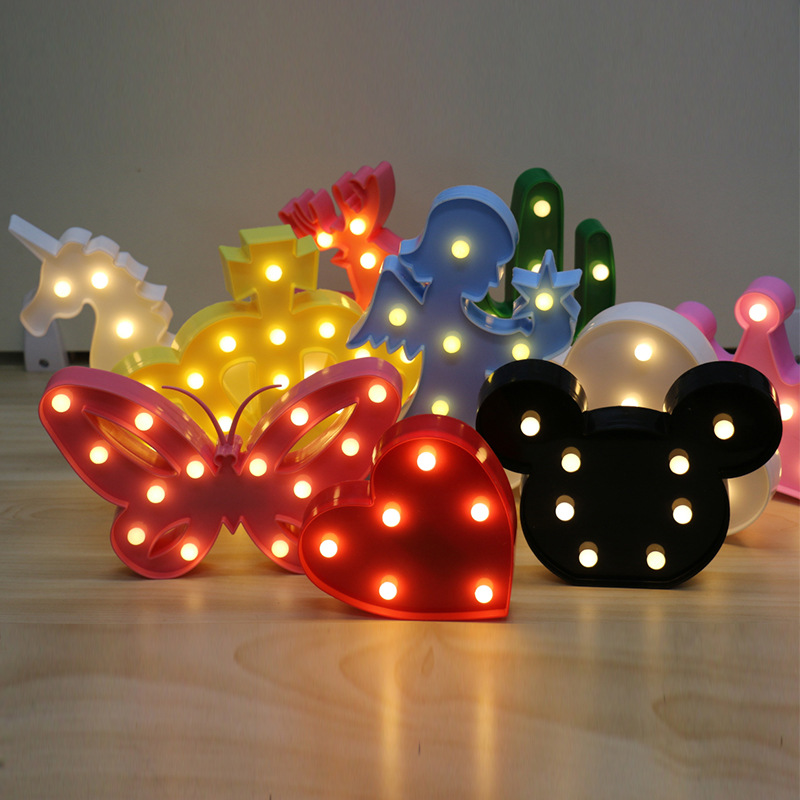 新款LED造型灯 ins米奇火烈鸟圣诞灯字母装饰台式小夜灯详情图4