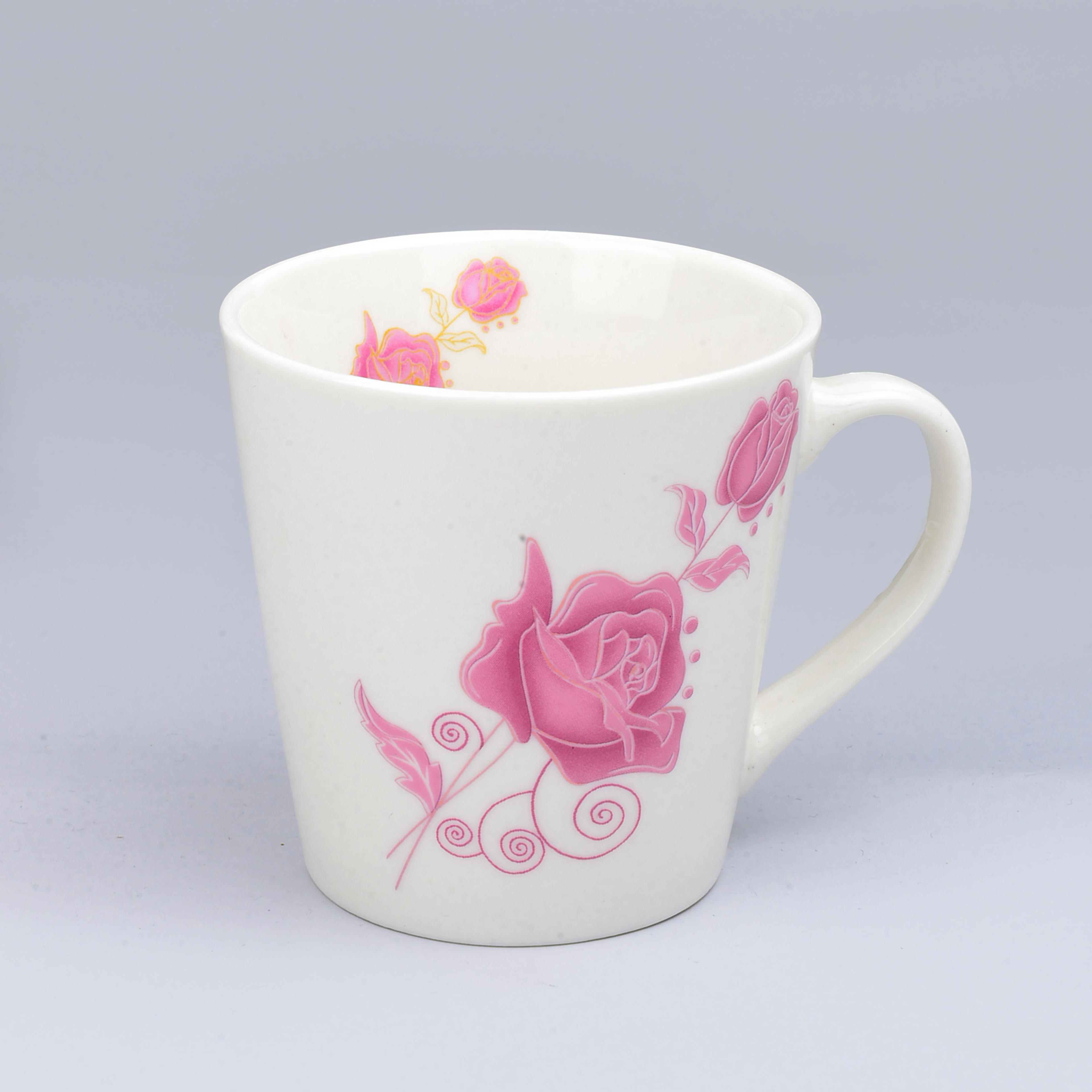 Cross-Border Ceramic Cup Mug Pink Flower Series Foreign Trade Roast Flower Cup Ceramic Coffee Cup Specification drawing