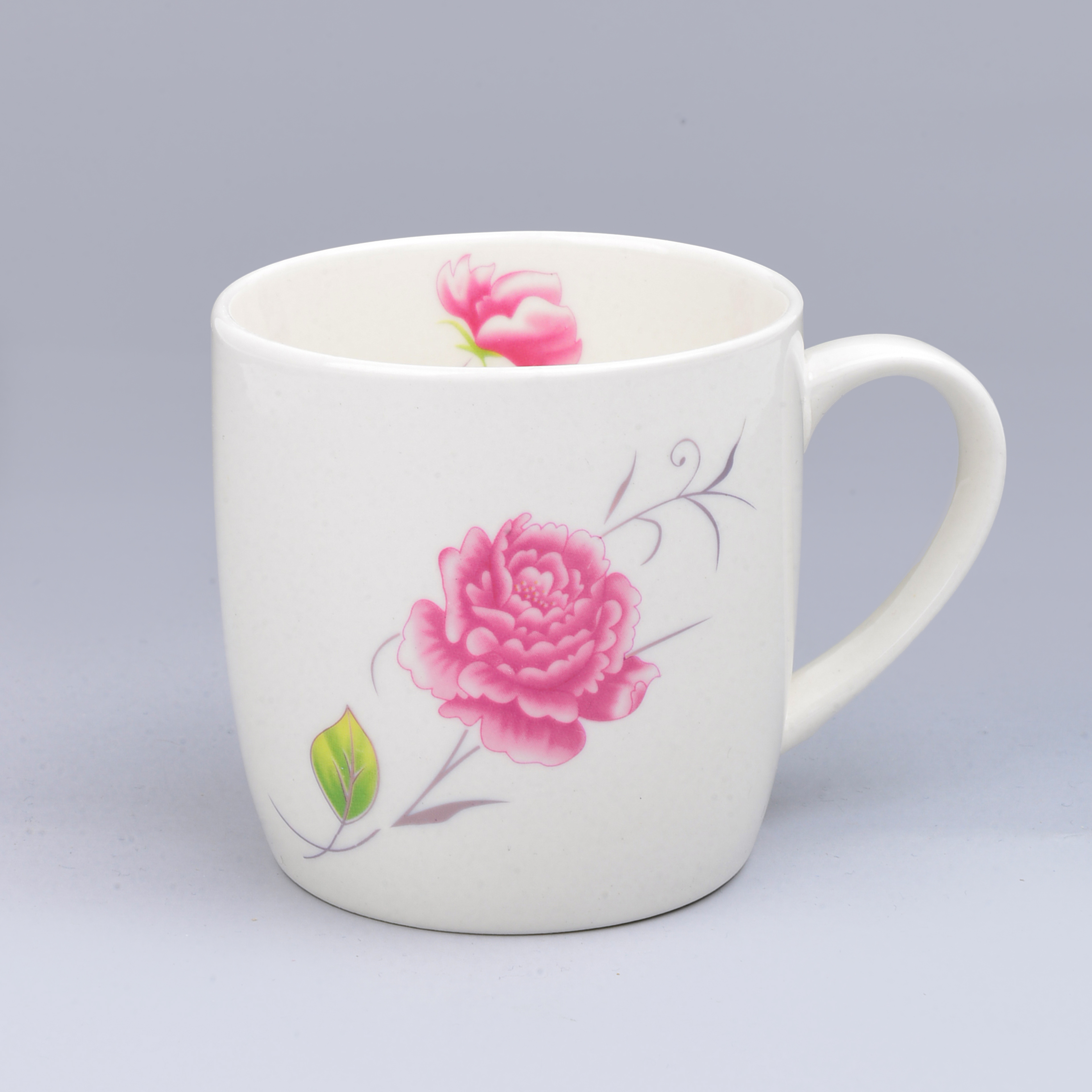 Cross-Border Ceramic Cup Mug Pink Flower Series Pattern Refreshing Foreign Trade Ceramic Cup Coffee Cup Specification drawing