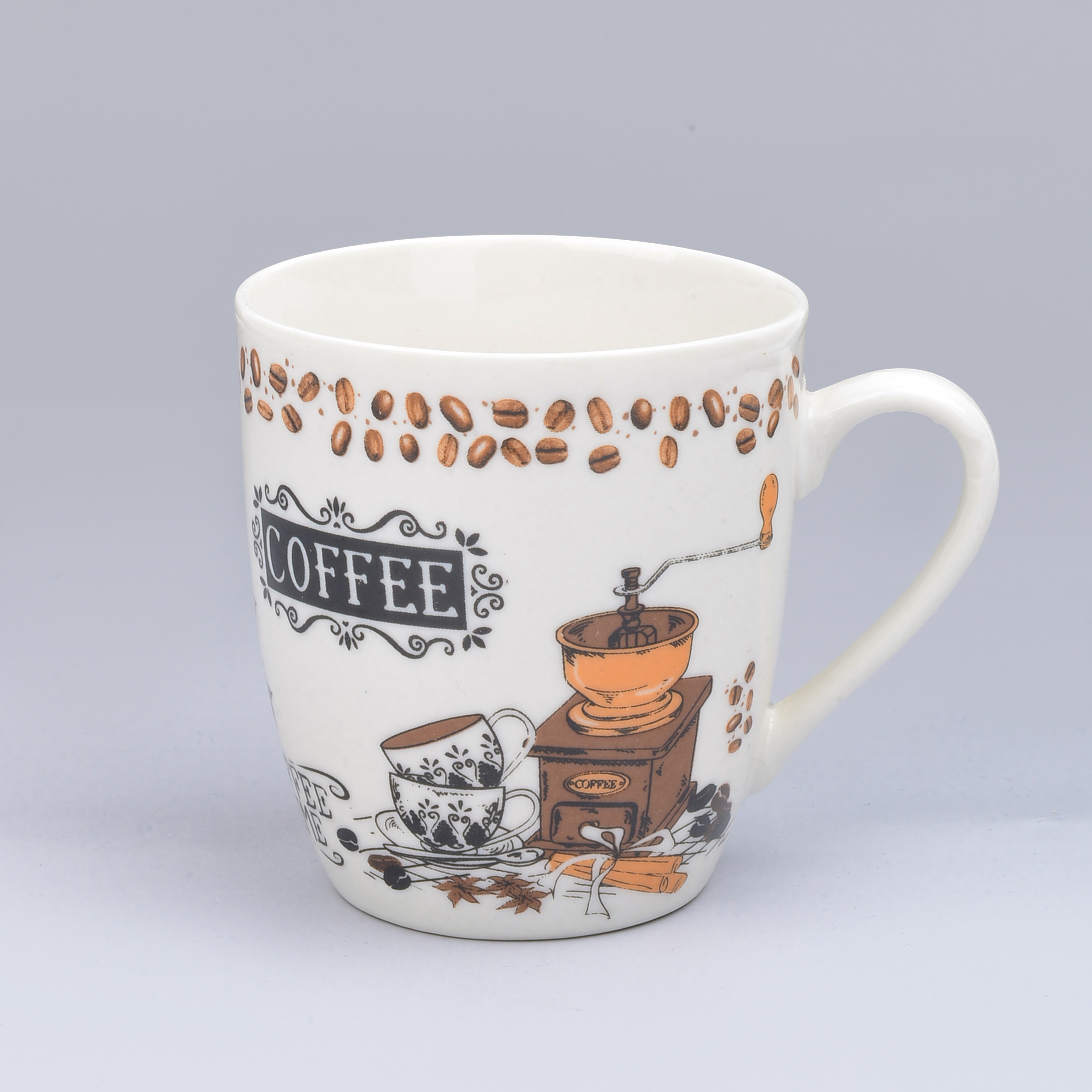 Cross-Border Ceramic Mug Mug Retro Coffee Grinding Series Foreign Trade Roasted Flower Cup Coffee Cup Specification drawing