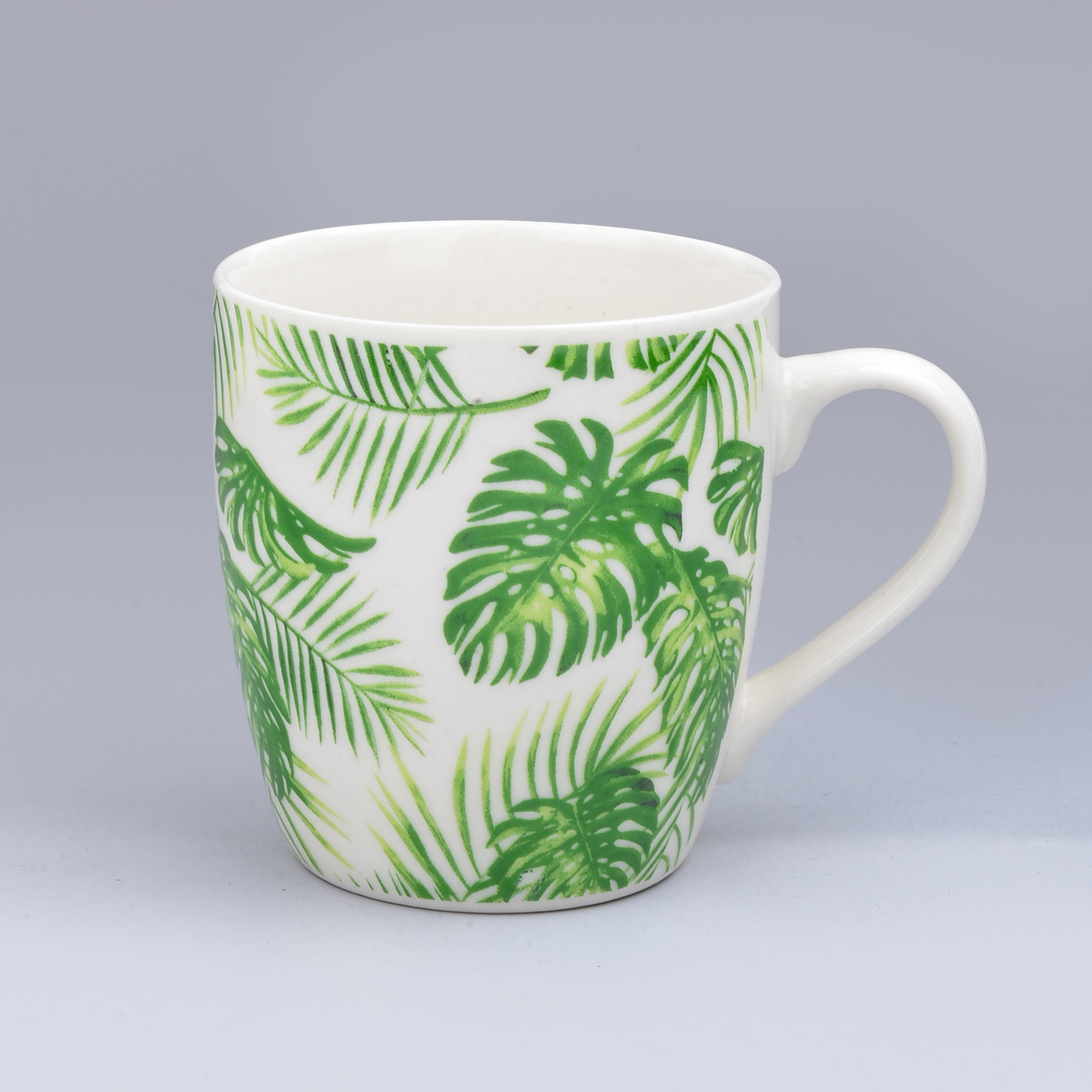 Cross-Border Ceramic Cup Mug Refreshing Green Leaf Series Foreign Trade Roasted Flower Cup Ceramic Cup Coffee Cup Specification drawing