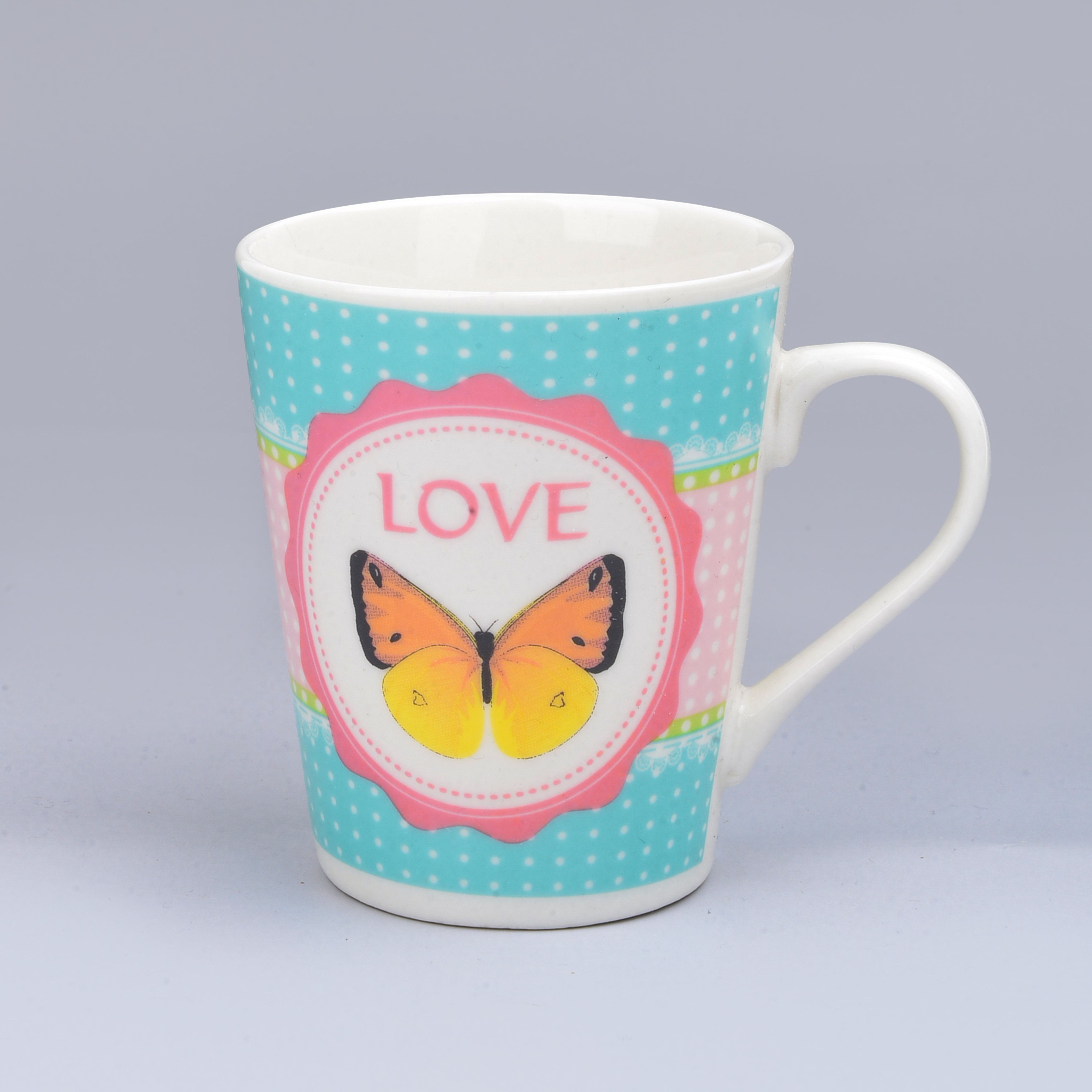 Cross-Border Ceramic Cup Mug Fresh Butterfly Series Foreign Trade Roasted Flower Water Cup Specification drawing