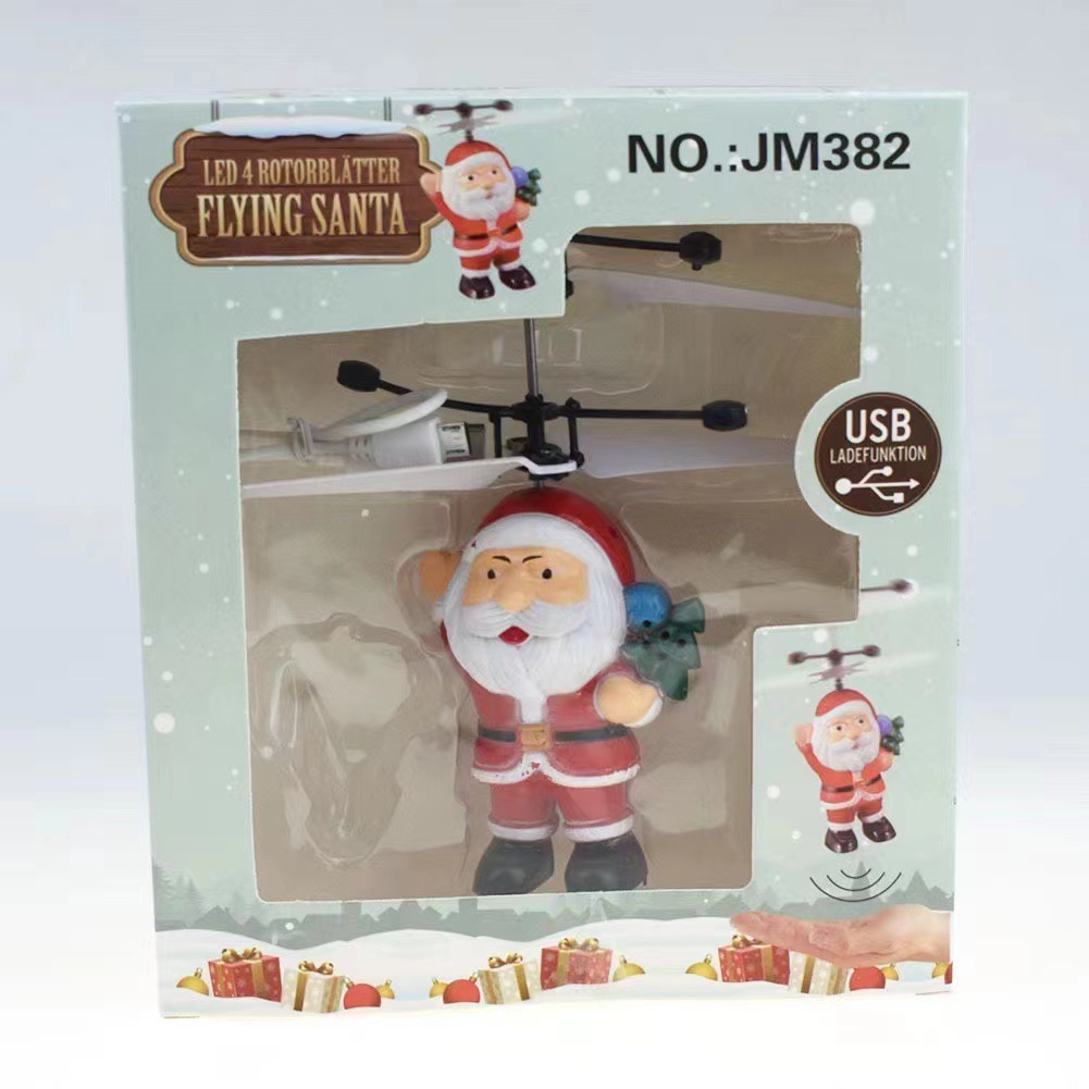 Luminous floating Santa Claus, cute pig robot, helicopter sensing aircraft, children's toys factory direct sales full figure