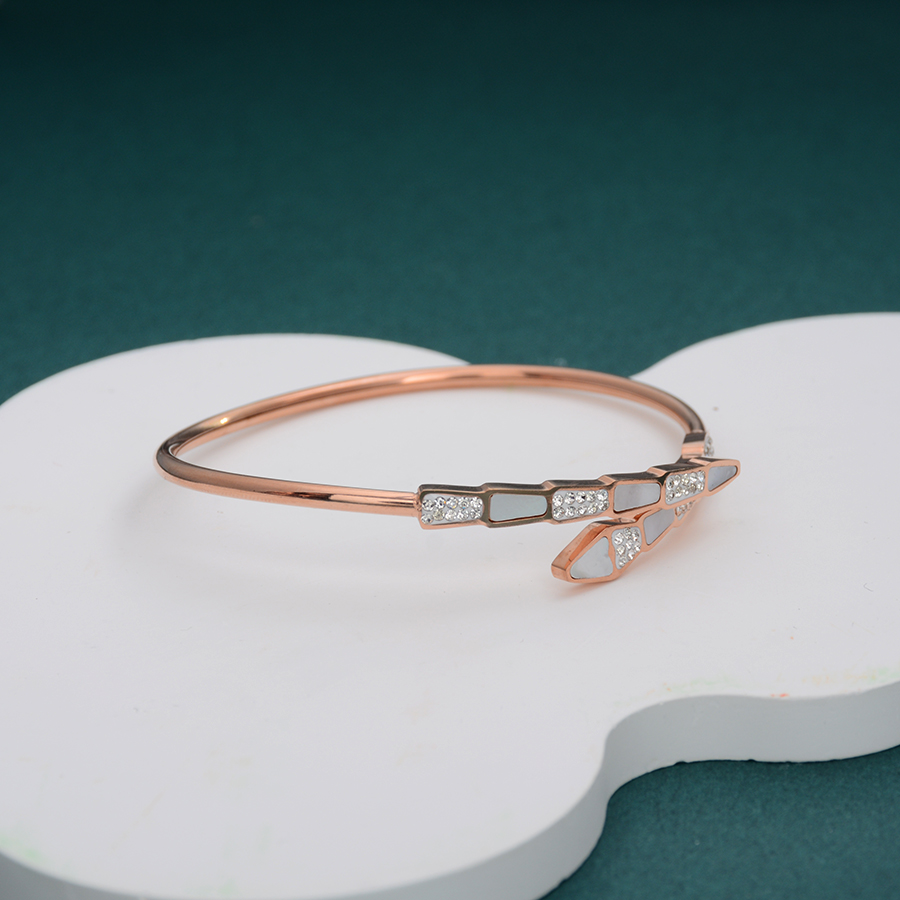 European, American and Korean personalized and fashionable shell mud diamond bracelet, titanium steel rose gold bracelet accessory, women's gift trend Application Scenario
