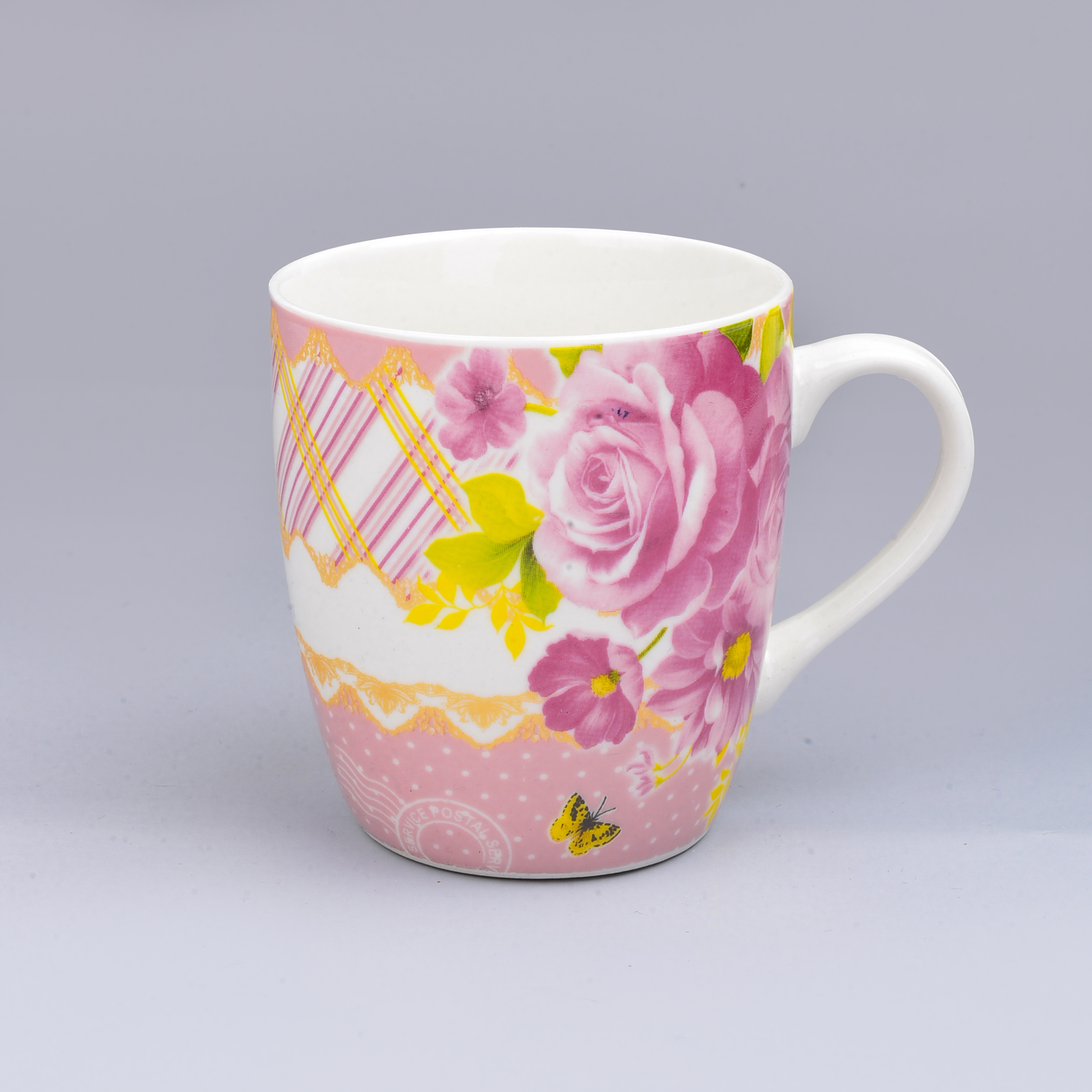 Cross-Border Creative Ceramic Cup Mug Mug Water Cup Pink Rose Series Ceramic Cup details Picture