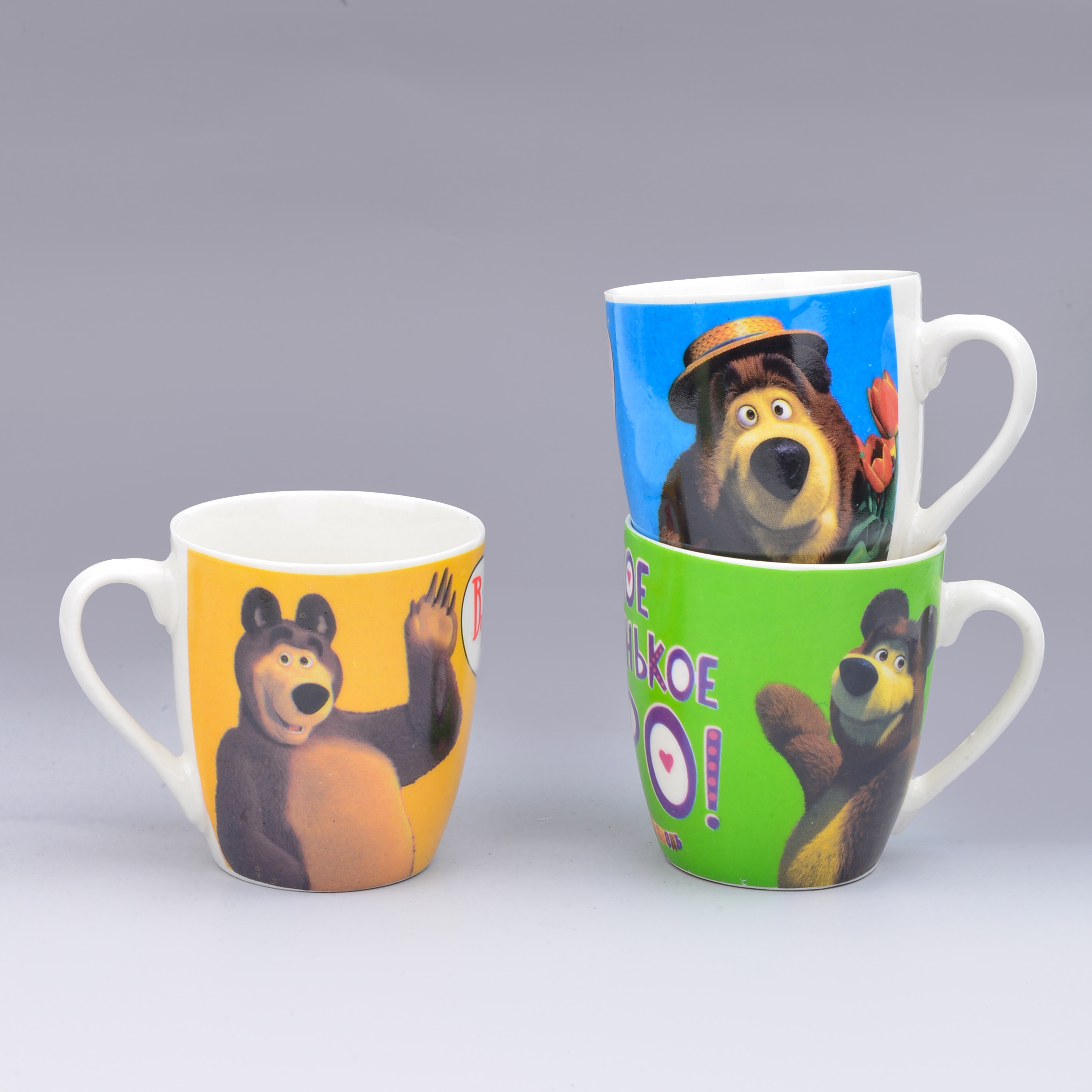 Cross Border Ceramic Cup Mug Color Through Cute Bear Series Foreign Trade Baked Flower Cup Ceramic Cup