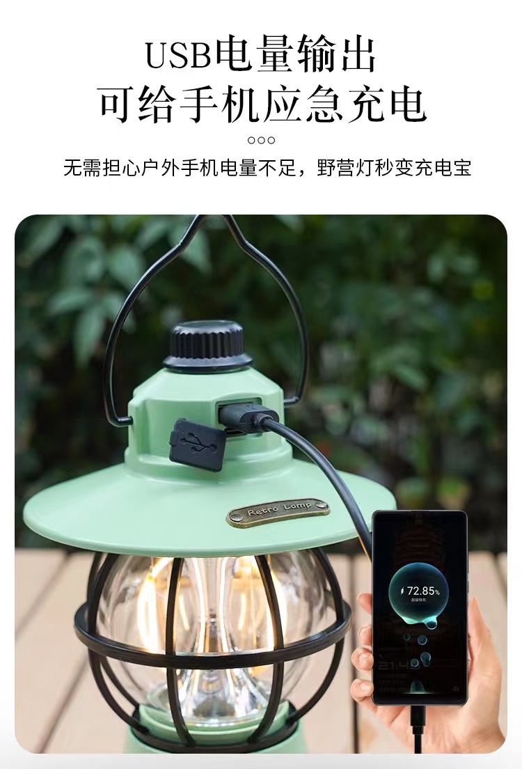 户外野营帐篷灯手提灯复古马灯帐篷氛围灯多功能LED手提灯户外应急灯L28野营灯户外防水野营灯详情4