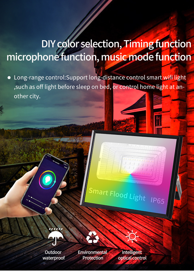 APP智能投光灯RGBCW蓝牙wifi控制照明户外庭院广告灯泛光灯照树灯详情1