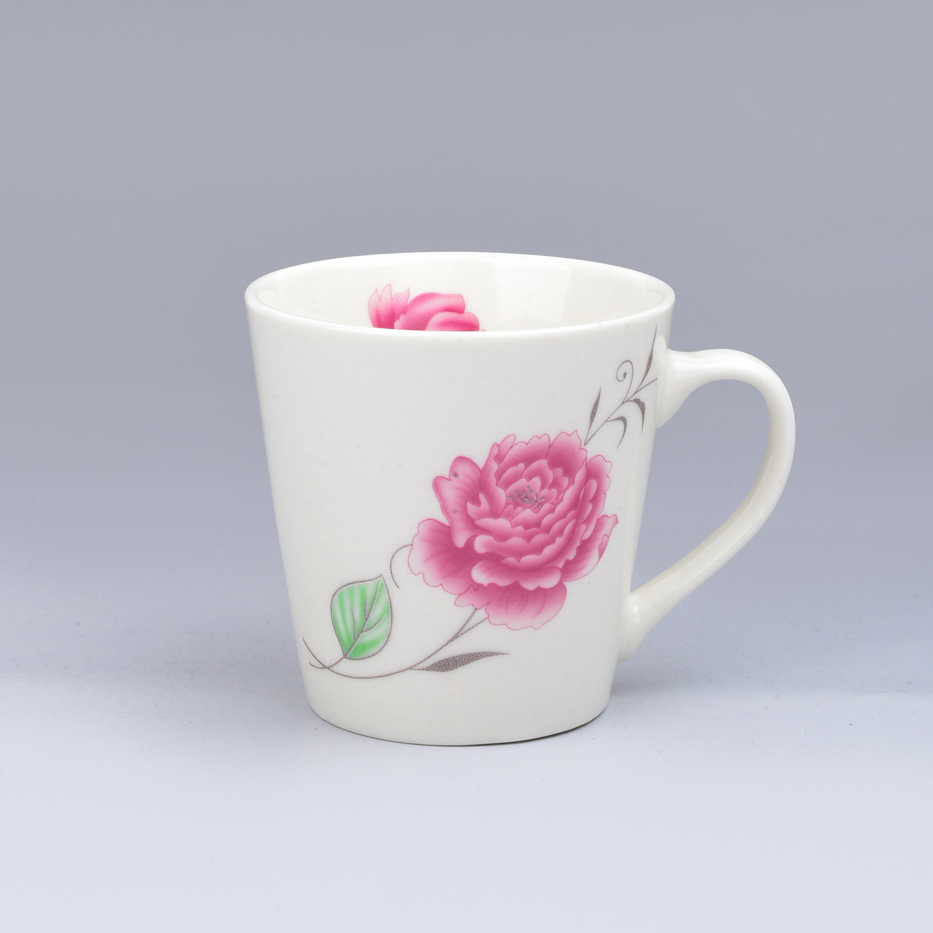 Cross-Border Ceramic Cup Mug Pink Flower Series Foreign Trade Roast Flower Cup Ceramic Coffee Cup Item Picture
