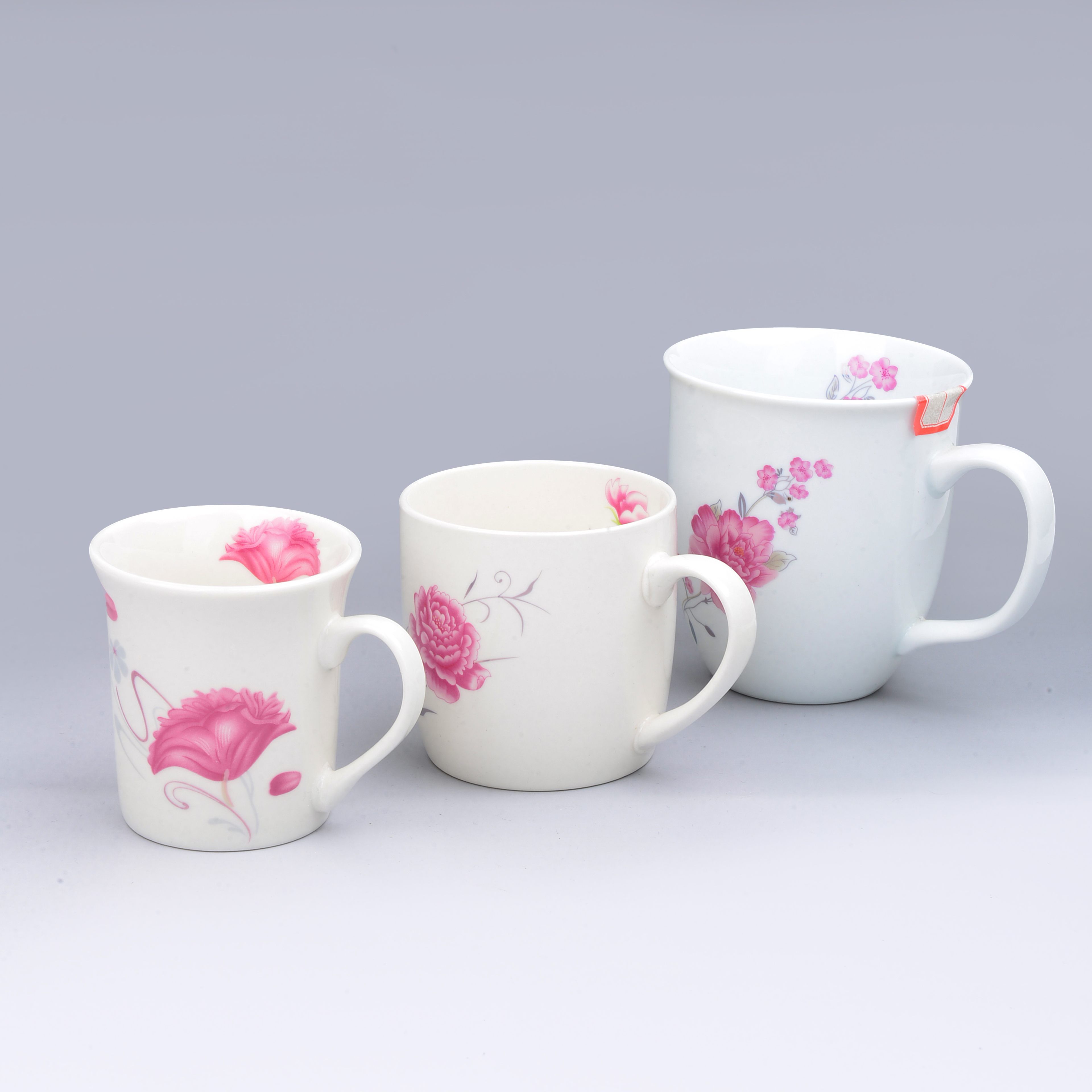 跨境 陶瓷杯马克杯粉色鲜花系列图案清爽外贸陶瓷水杯咖啡杯