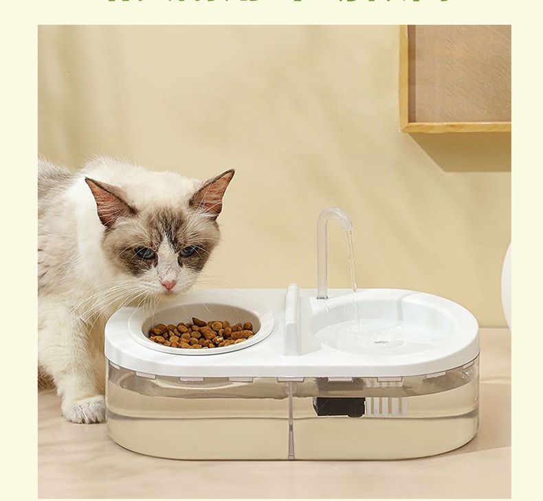宠物喂食饮水一体机自动喂水大容量不锈钢陶瓷碗猫咪食具宠物用品详情4