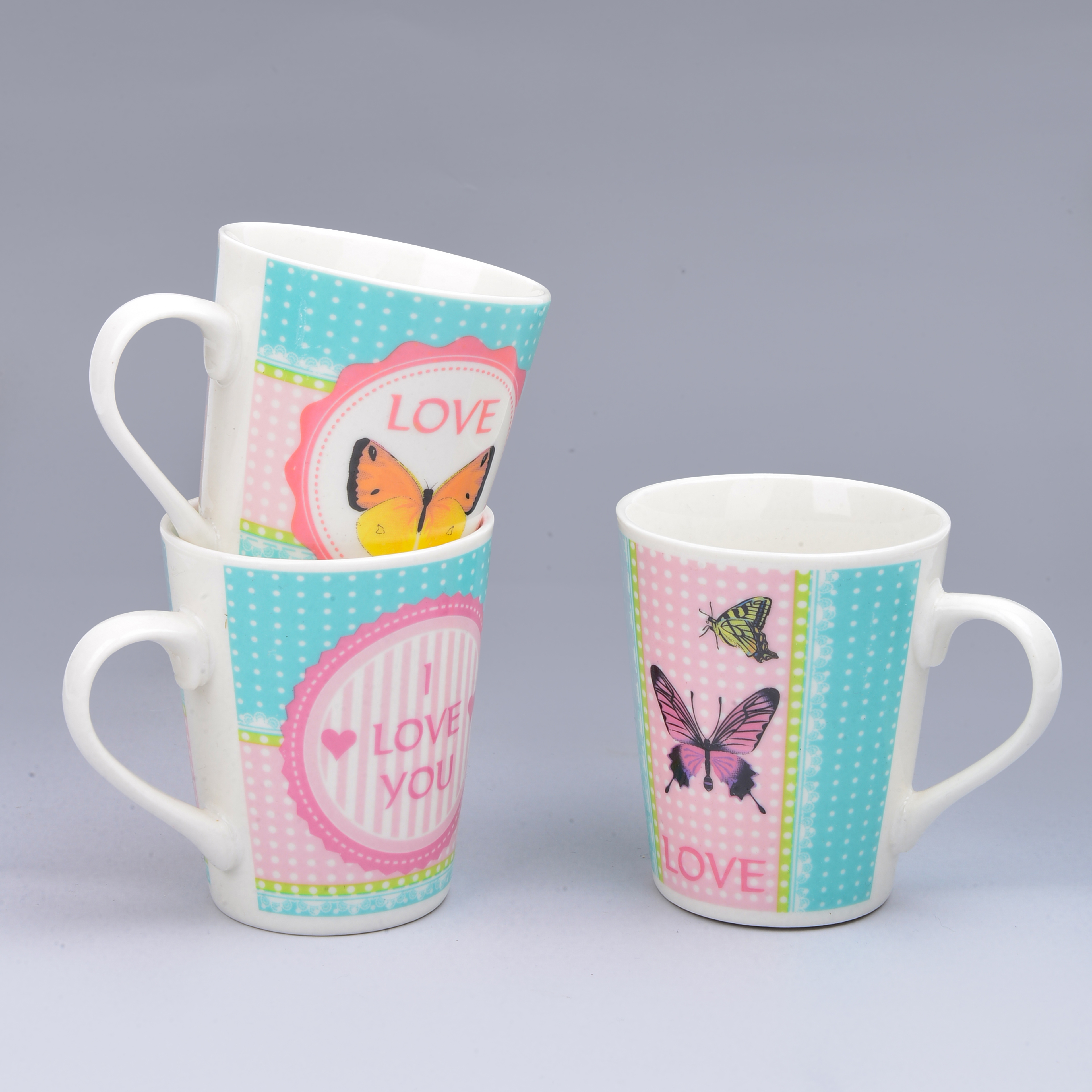 Cross-Border Ceramic Cup Mug Fresh Butterfly Series Foreign Trade Roasted Flower Water Cup