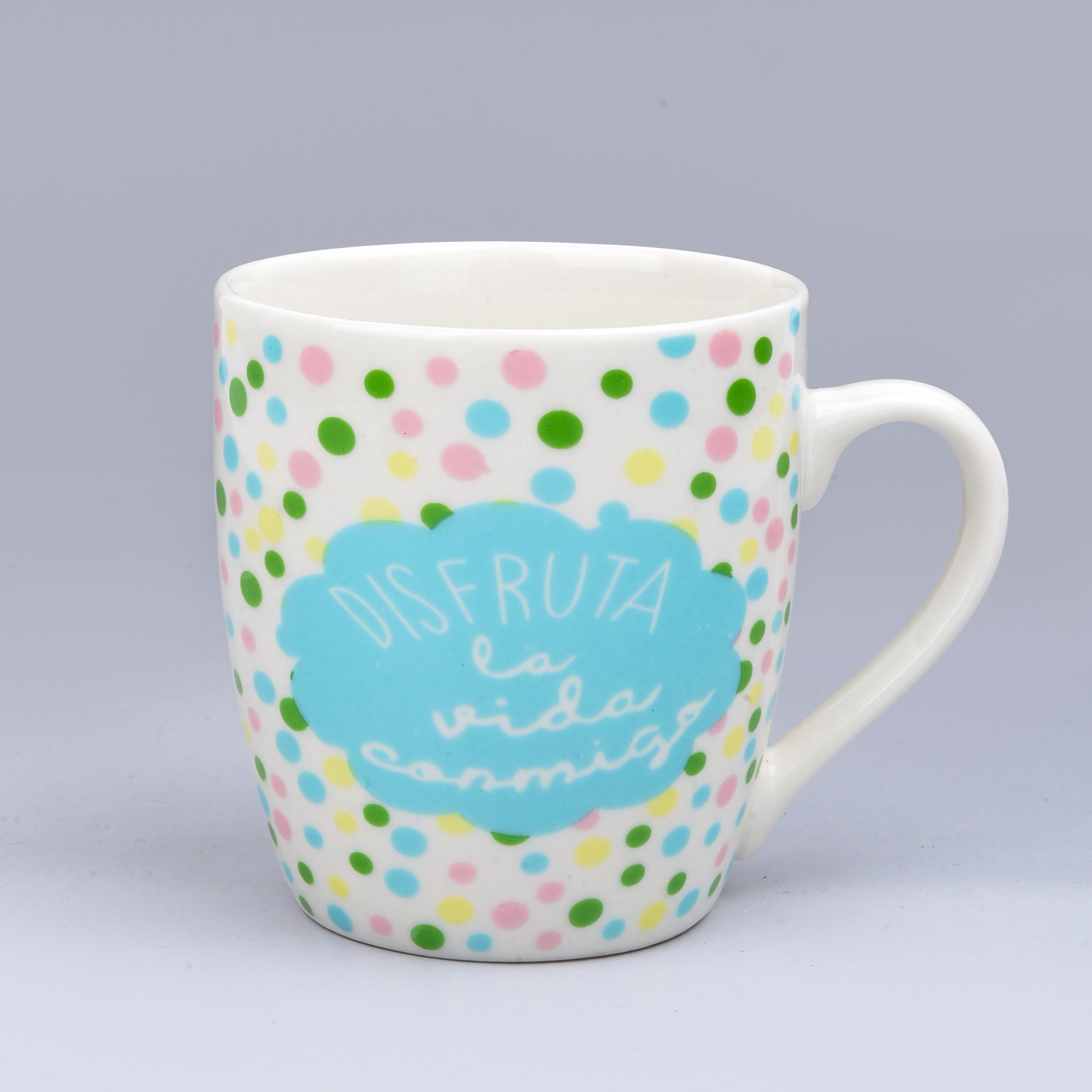 Cross-Border Ceramic Mug Mug Macaron Color Love Polka Dot Series Pattern Foreign Trade Roast Flower Cup Ceramic Coffee Cup Item Picture
