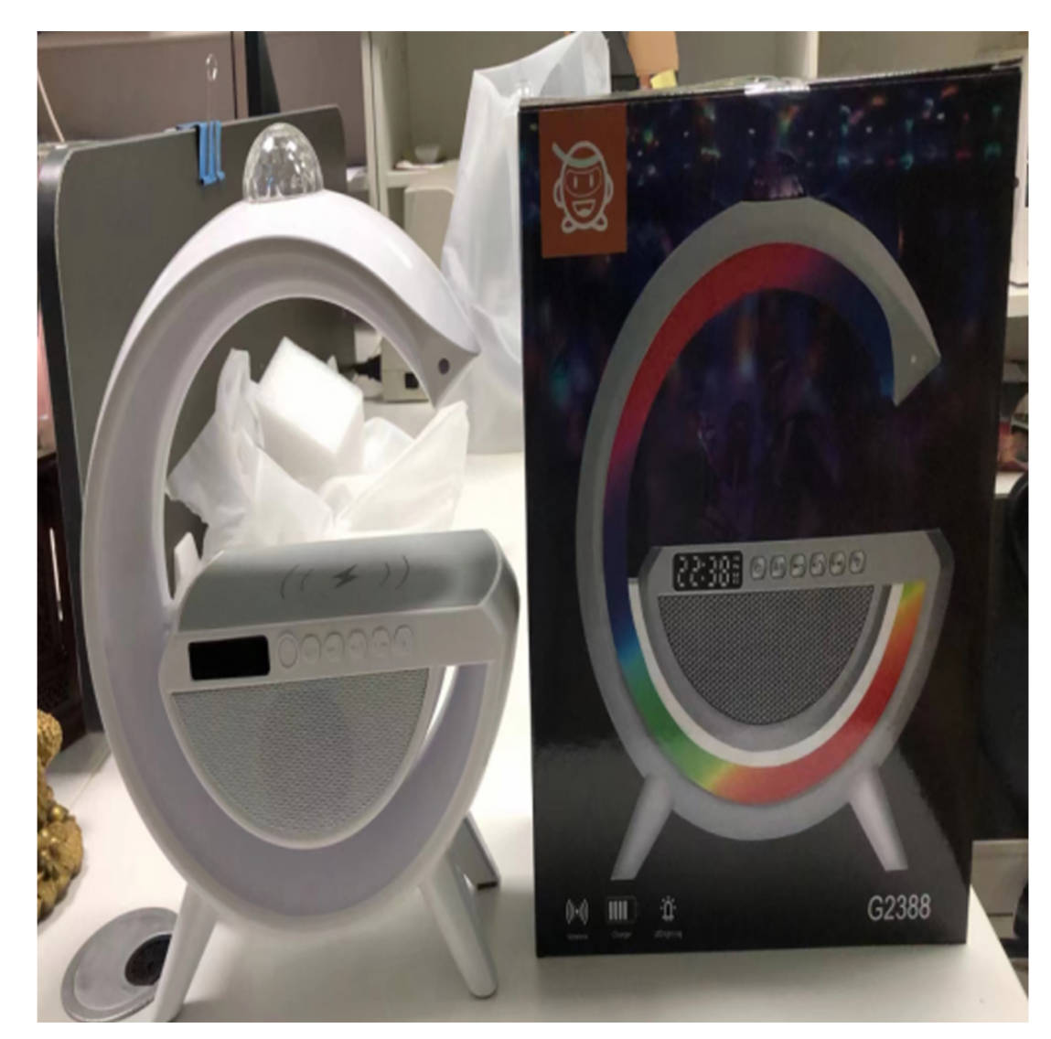 G2388 Foreign trade Bestseller Bluetooth Speaker, Wireless fast charging, Bedside colorful ambient Light, Multi-functional Bluetooth speaker