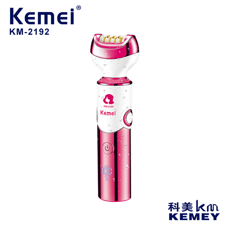 科美/KEMEI跨境六合一拔毛剃毛器数显可折叠ipx4防水送洗脸按摩头KM-2192