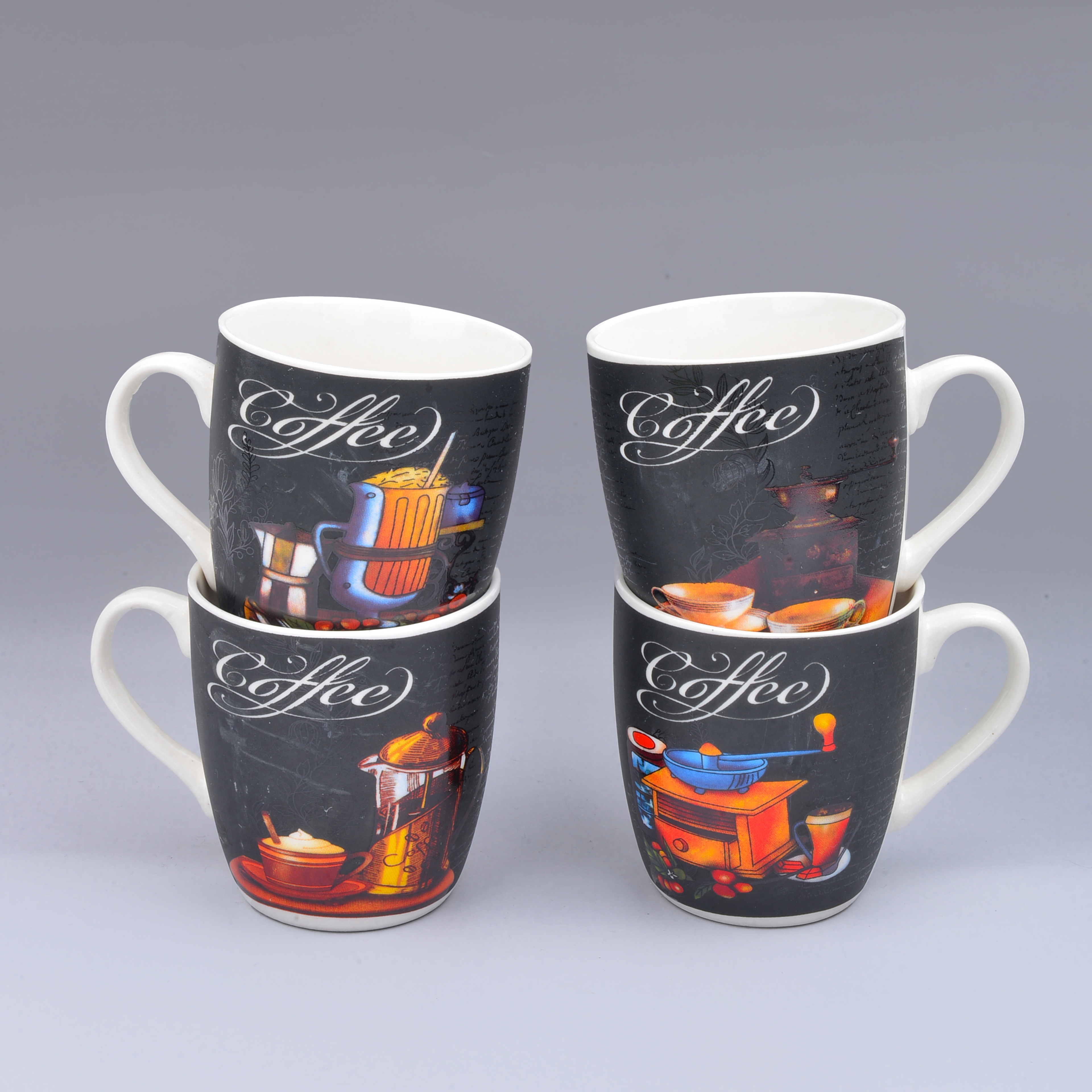 Cross-border ceramic cups, mugs, black coffee cups series, foreign trade baked flower water cups, ceramic cups