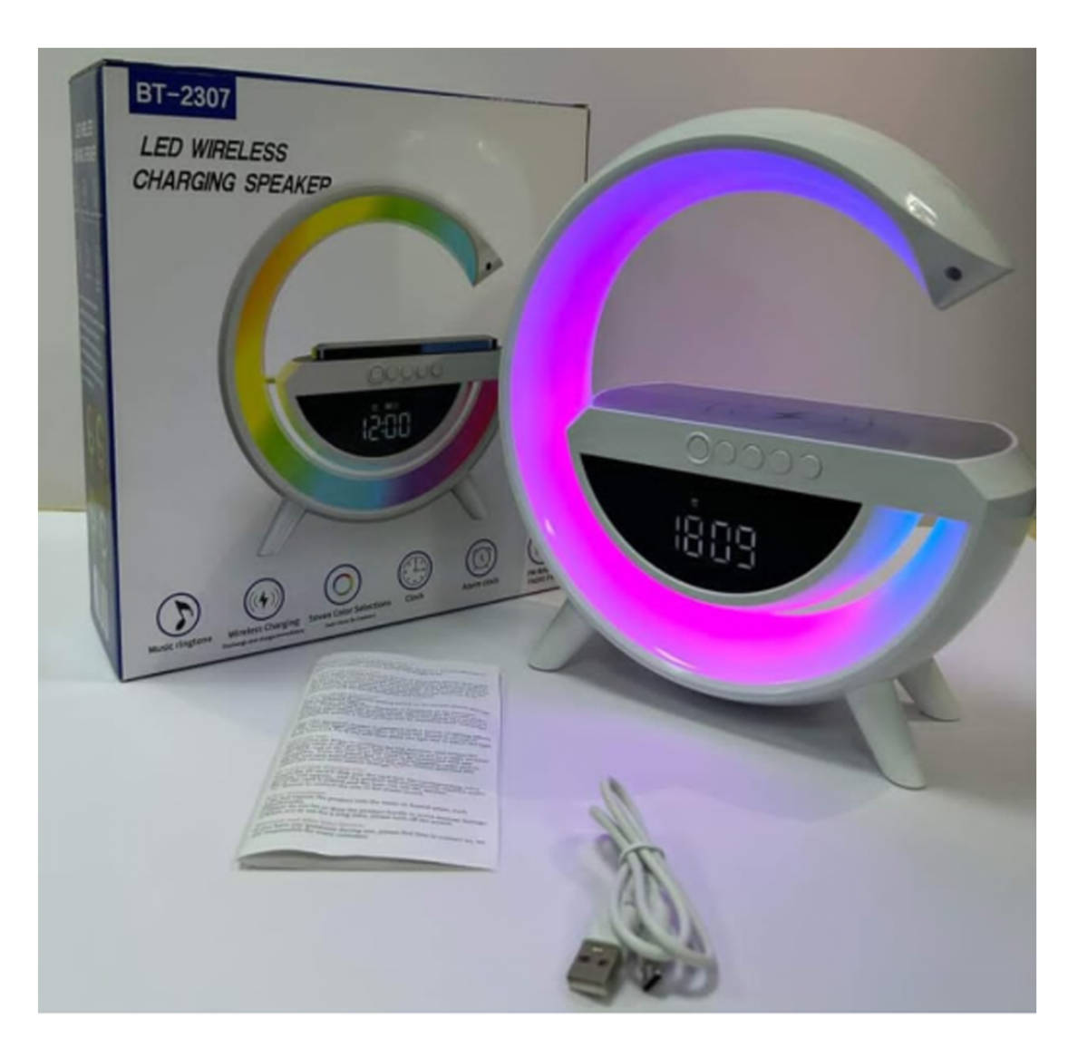 BT-2307 New Bluetooth Speaker, Night light, multi-functional Wireless charger, Smart Atmosphere night light, Creative gift