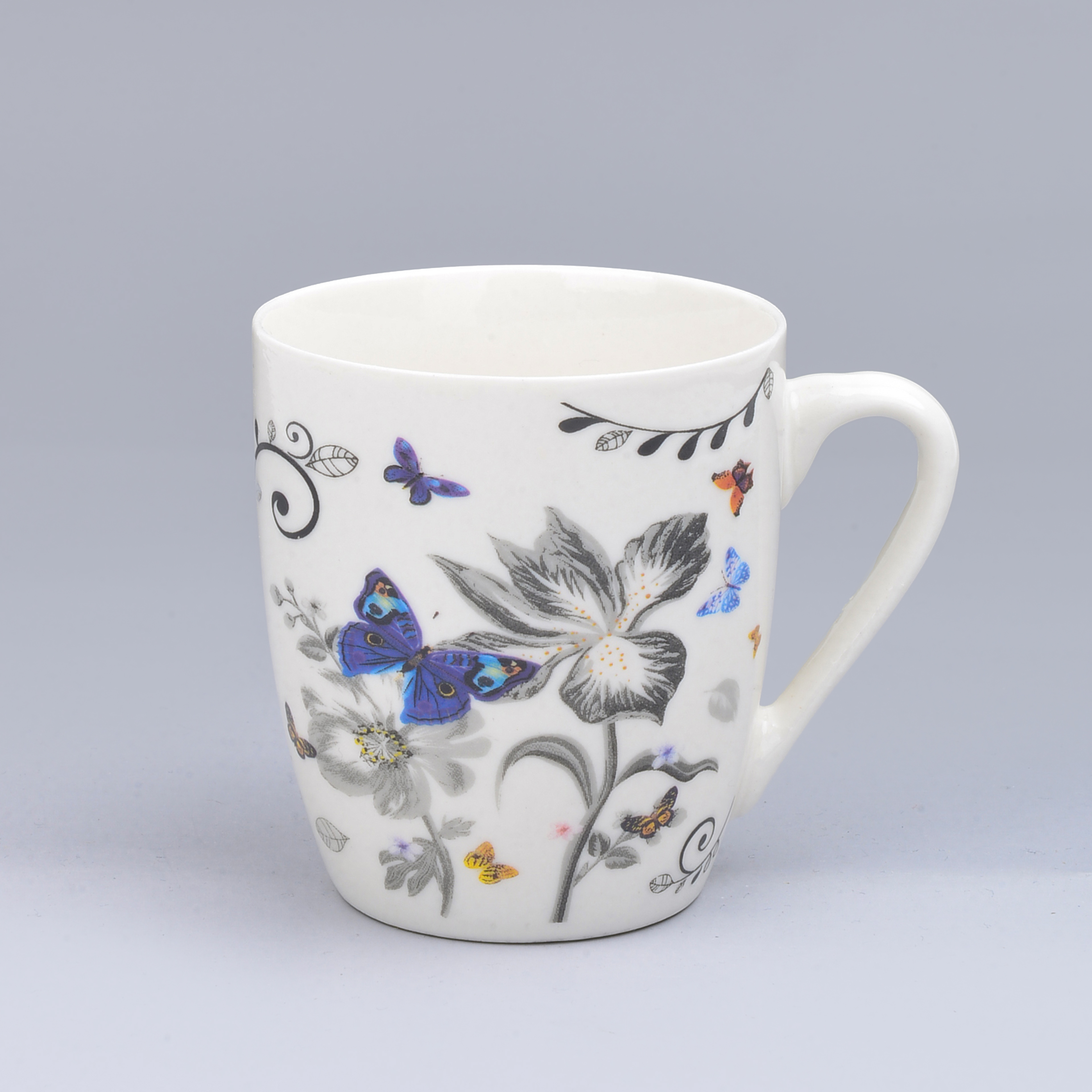 Cross-Border Ceramic Cup Mugs Flower And Bird Series Foreign Trade Roasted Flower Water Cup Ceramic Cup Coffee Cup Specification drawing