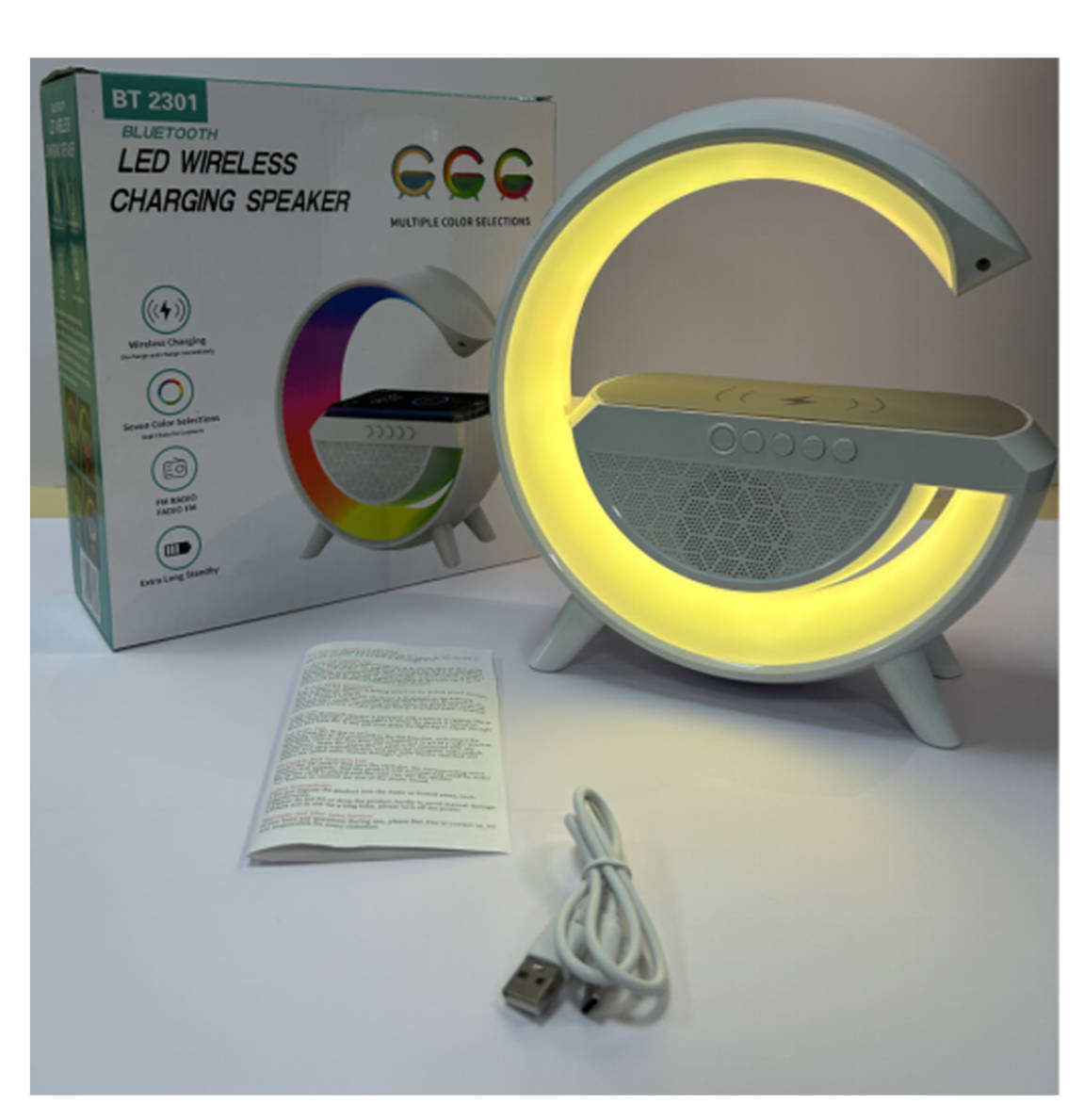 BT-2301 New Bluetooth speaker, Night light, multi-functional Wireless charger, Smart atmosphere night light, Creative gift