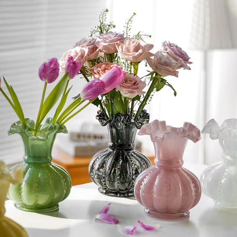   创意简约水晶玻璃花瓶  水养插花 玻璃花瓶 透明玻璃客厅装饰摆件  AM-166