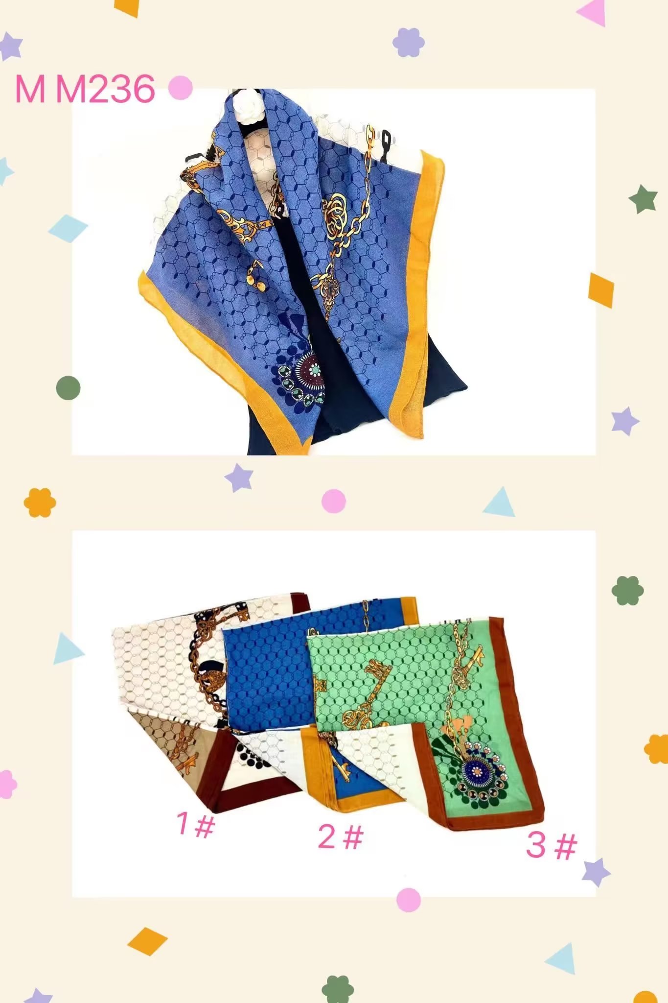 Cotton And Linen Multi-Color Square Towel 90*90 Scarf Scarf Item Picture