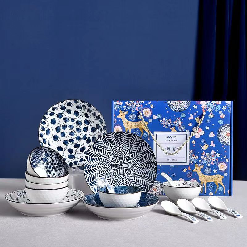 Japanese tableware Gift Ceramic bowl Gift bowl tableware set Japanese bowl Ceramic tableware Ceramic plate cup Chinese tableware gift cup thumbnail