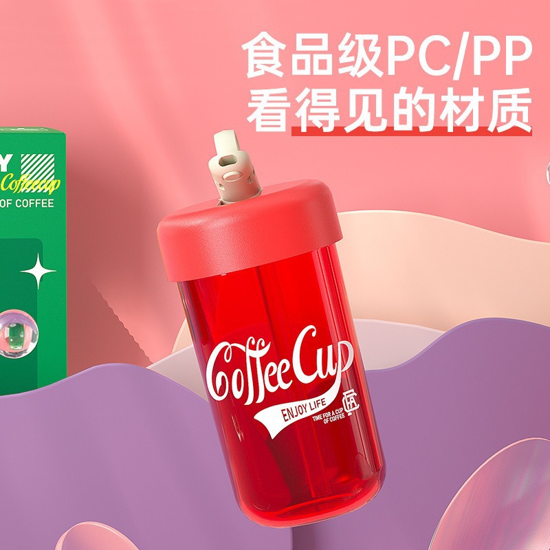 S98-Dx2023-3 Potbelly Water Cup Summer Student Plastic Cup Portable Straw Cup Simple New Coffee Cup Item Picture