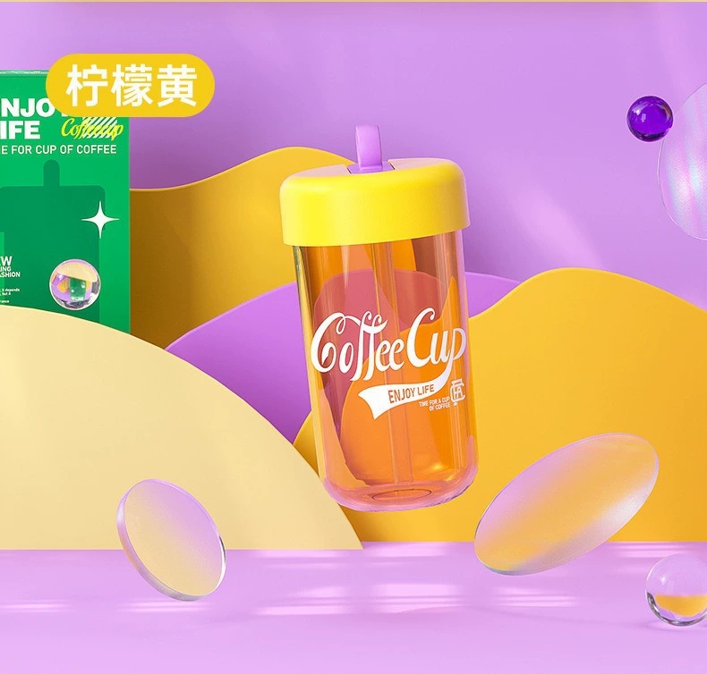 S98-Dx2023-3 Potbelly Water Cup Summer Student Plastic Cup Portable Straw Cup Simple New Coffee Cup Item Picture