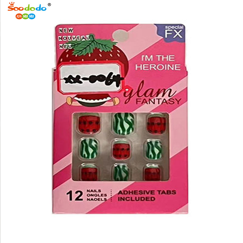 鑫都文化集团荣耀出品XDXX-0064儿童假指甲12片儿童美甲成品美甲片抖音网红饰品可穿戴甲片儿童饰品美甲