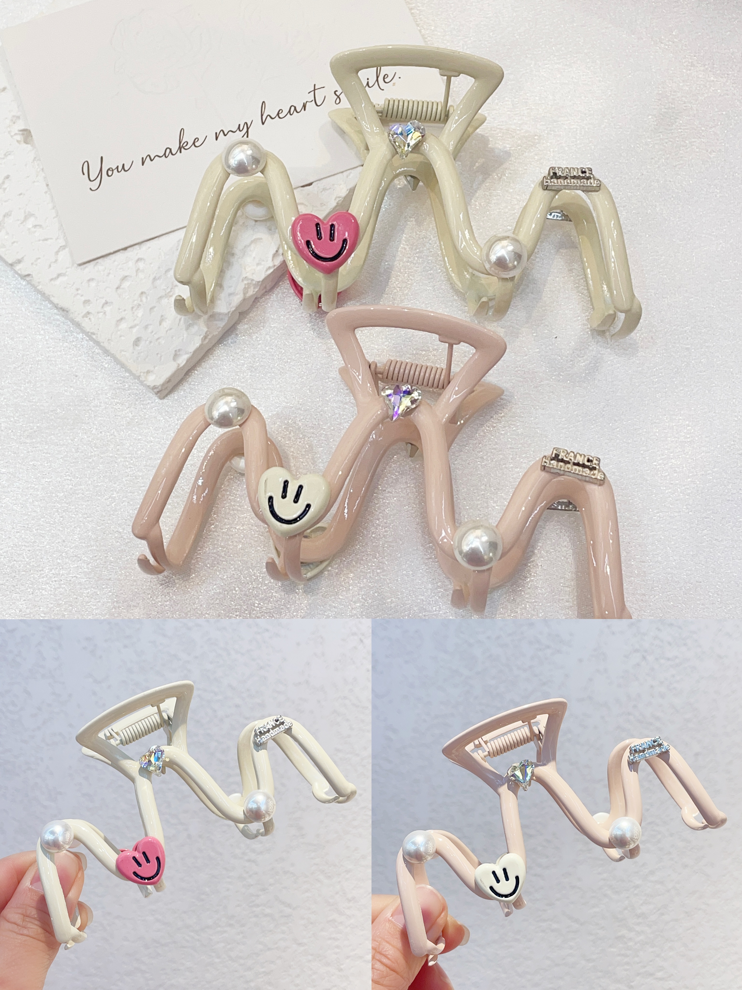2024 New acrylic high-end and elegant gripper headwear, girls' hair accessories, colorful hair clips, exquisite translucent rubber bands, telephone lines Specification image