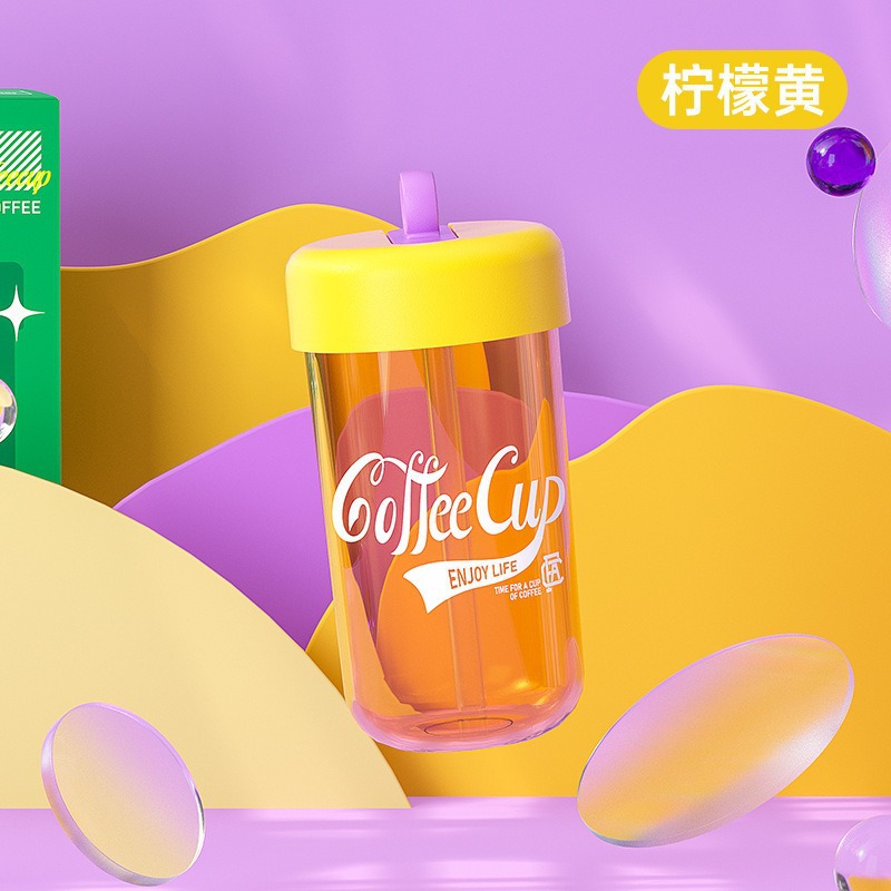 S98-Dx2023-3 Potbelly Water Cup Summer Student Plastic Cup Portable Straw Cup Simple New Coffee Cup