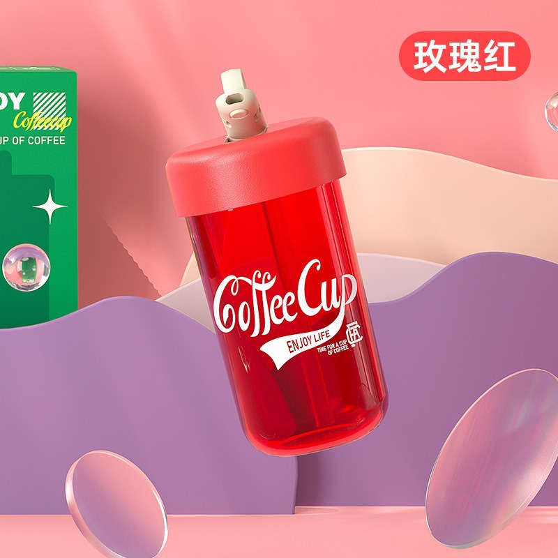 S98-Dx2023-3 Potbelly Water Cup Summer Student Plastic Cup Portable Straw Cup Simple New Coffee Cup details Picture