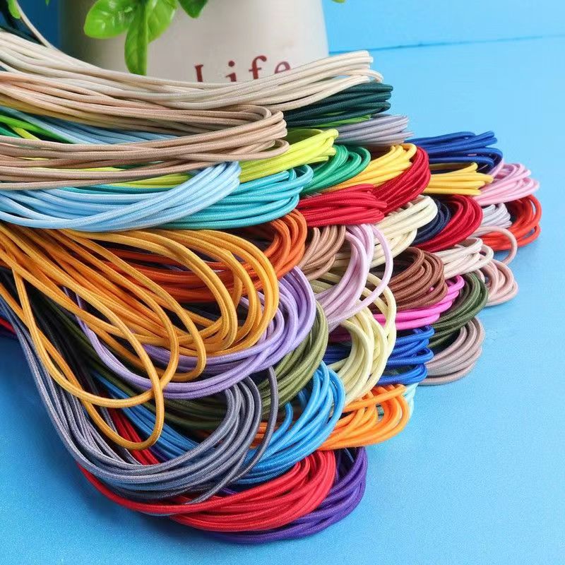 Round elastic rope, rubber band, 2mm*2m, core elastic rope, DIY accessory, hair accessory, braided rope material, colorful rubber band elastic band details Picture