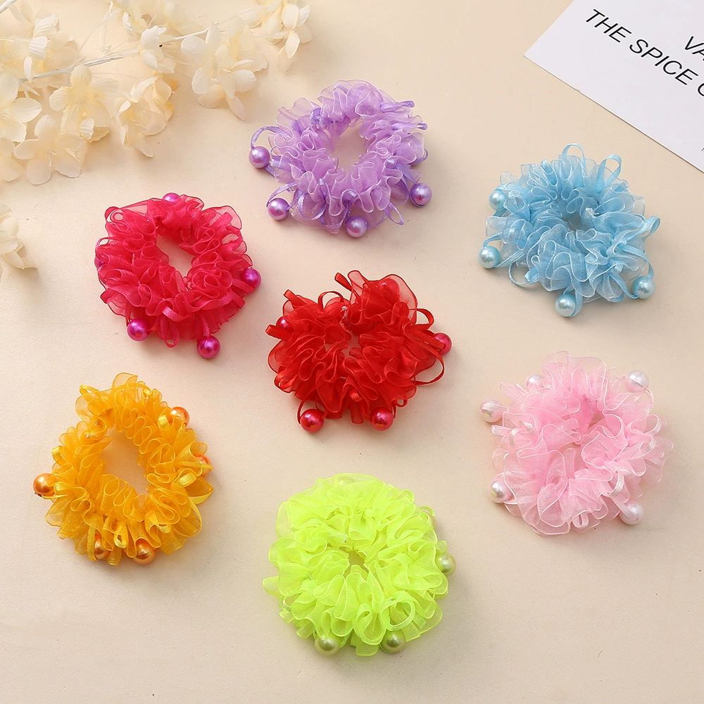 Children's hair net set Dance ball fascinator Draw rope Black little girl Student Ballet Exam Hairnet Cute Princess headflower little girl Dance Performance Colorful ball hair circle High elastic elastic band hair ornament thumbnail