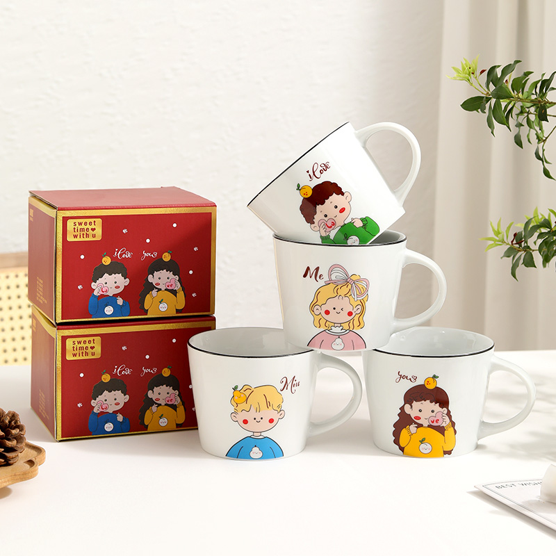 陶瓷杯马克杯水杯礼品杯办公杯商务礼品杯子套装创意礼品套装杯盖礼品盒创意杯定制陶瓷白底实物图