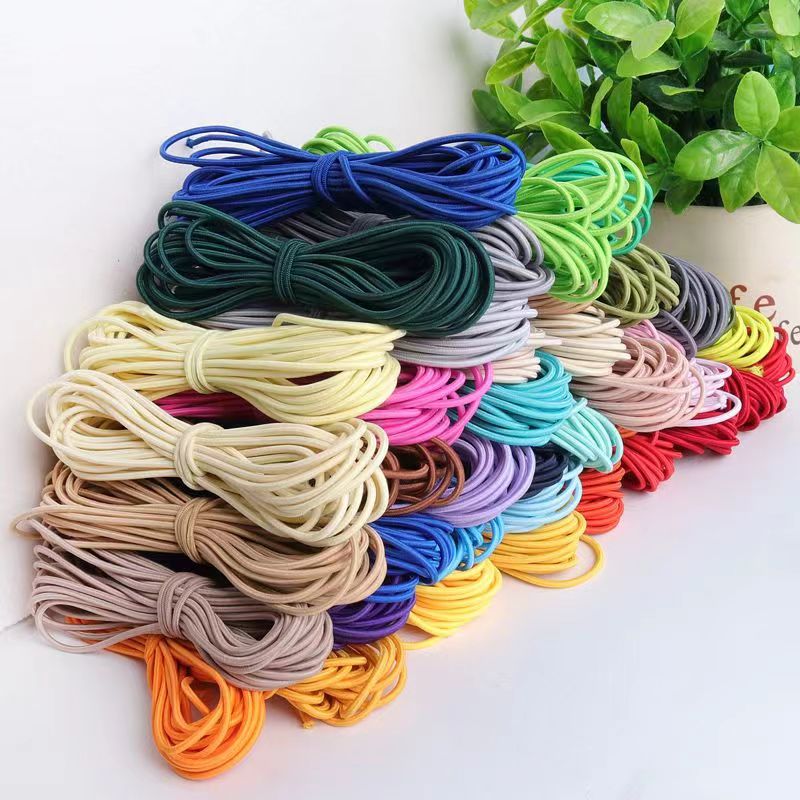Round elastic rope, rubber band, 2mm*2m, core elastic rope, DIY accessory, hair accessory, braided rope material, colorful rubber band elastic band Specification image