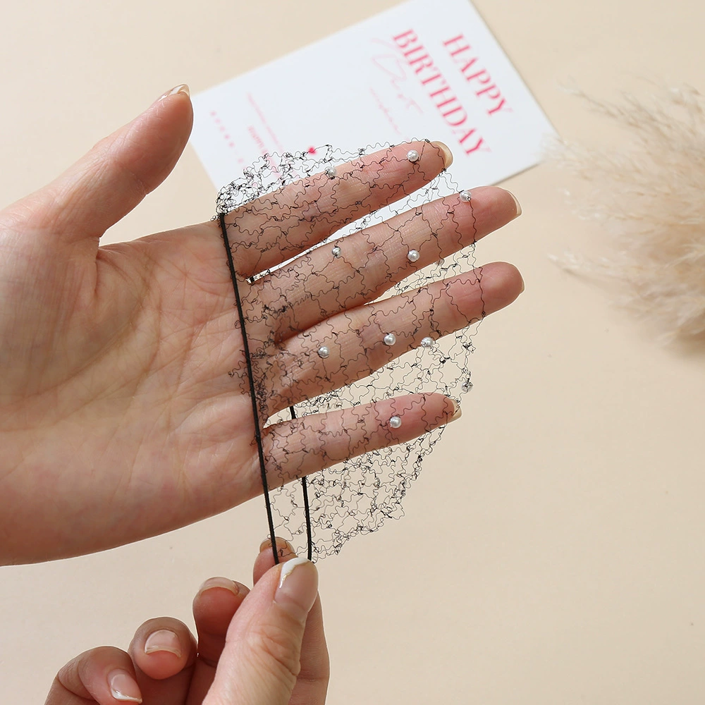 Cross-border wholesale hand-woven pearl hair nets, women's foreign trade fashionable and exquisite hair nets, ultra-fine invisible hair nets, hair nets, hair nets Item Picture