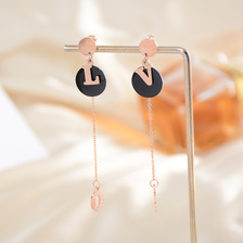 欧美韩个性时尚LOVE字母长款耳环钛钢流苏耳钉玫瑰金饰品女礼物