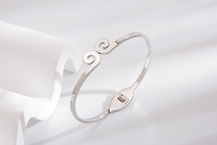 时尚复古个性光板手镯钛钢玫瑰金手环潮流爆款女款饰品礼物详情4