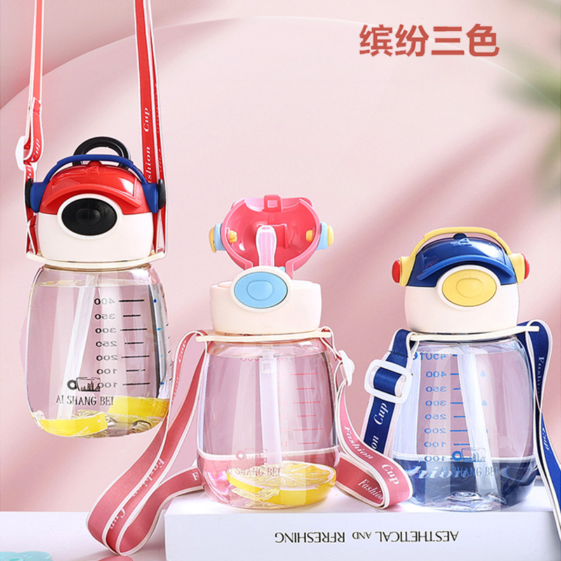 S98-As-9123 Luban No. 7 Straw Cup Children's Water Cup Strap Travel Cup New Water Bottle Pot Belly Cup Item Picture