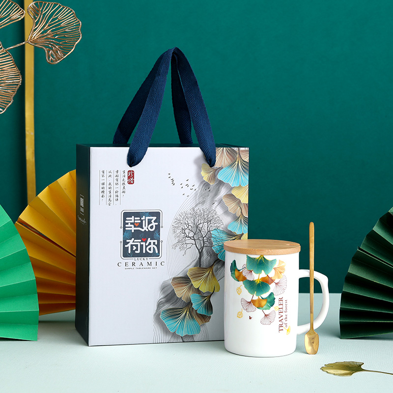 陶瓷杯马克杯水杯礼品杯办公杯商务礼品杯子套装创意礼品套装杯盖礼品盒创意杯定制陶瓷细节图