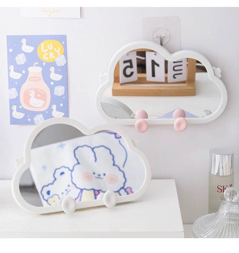 J11-004 Cartoon Cloud Makeup Mirror Wall-Mounted Bathroom Hd Mirror Student Mirror Desktop Desktop Vanity Mirror Small Mirror Makeup Mirror Folding Mirror Folding Mirror Mirror undefined