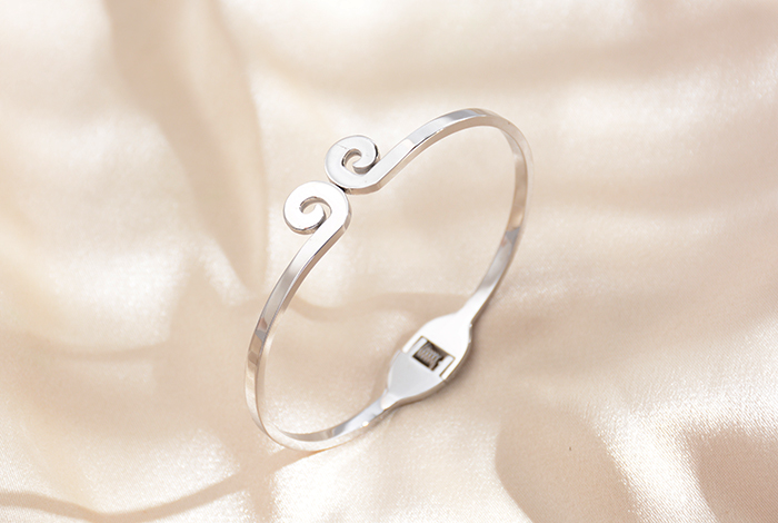 时尚复古个性光板手镯钛钢玫瑰金手环潮流爆款女款饰品礼物详情3