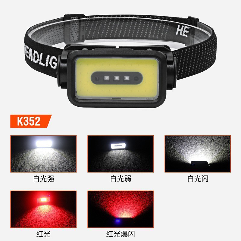 K352USB Charging Smart Wave Sensor Headlamp, COB cycling headlamp, Outdoor Camping lamp, miner's lamp, repair headlamp, camping lamp, Fishing lamp Item Picture