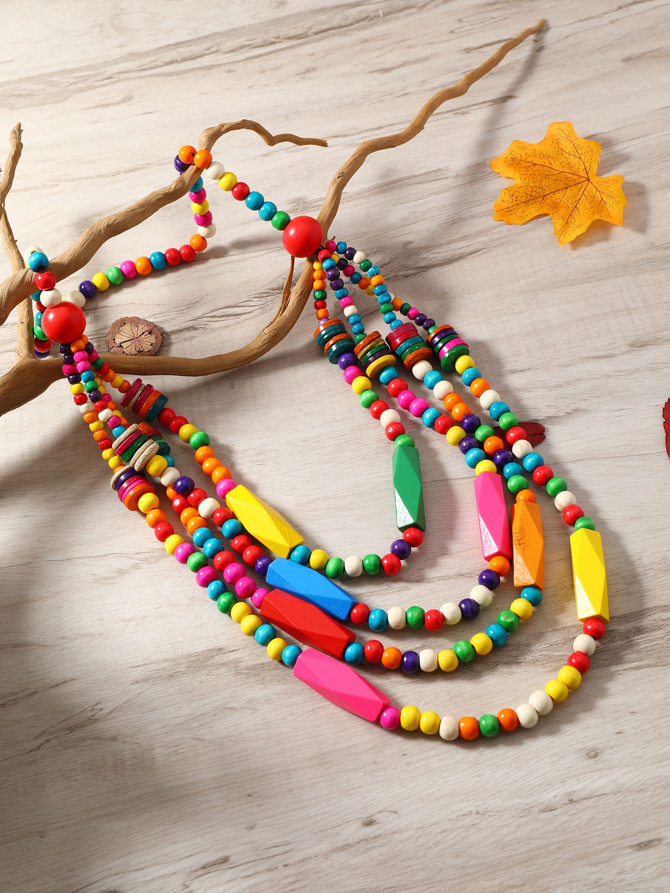 New Ethnic Style Bohemian Tropical Retro Hand-Beaded Multi-Layer Necklace Specification drawing