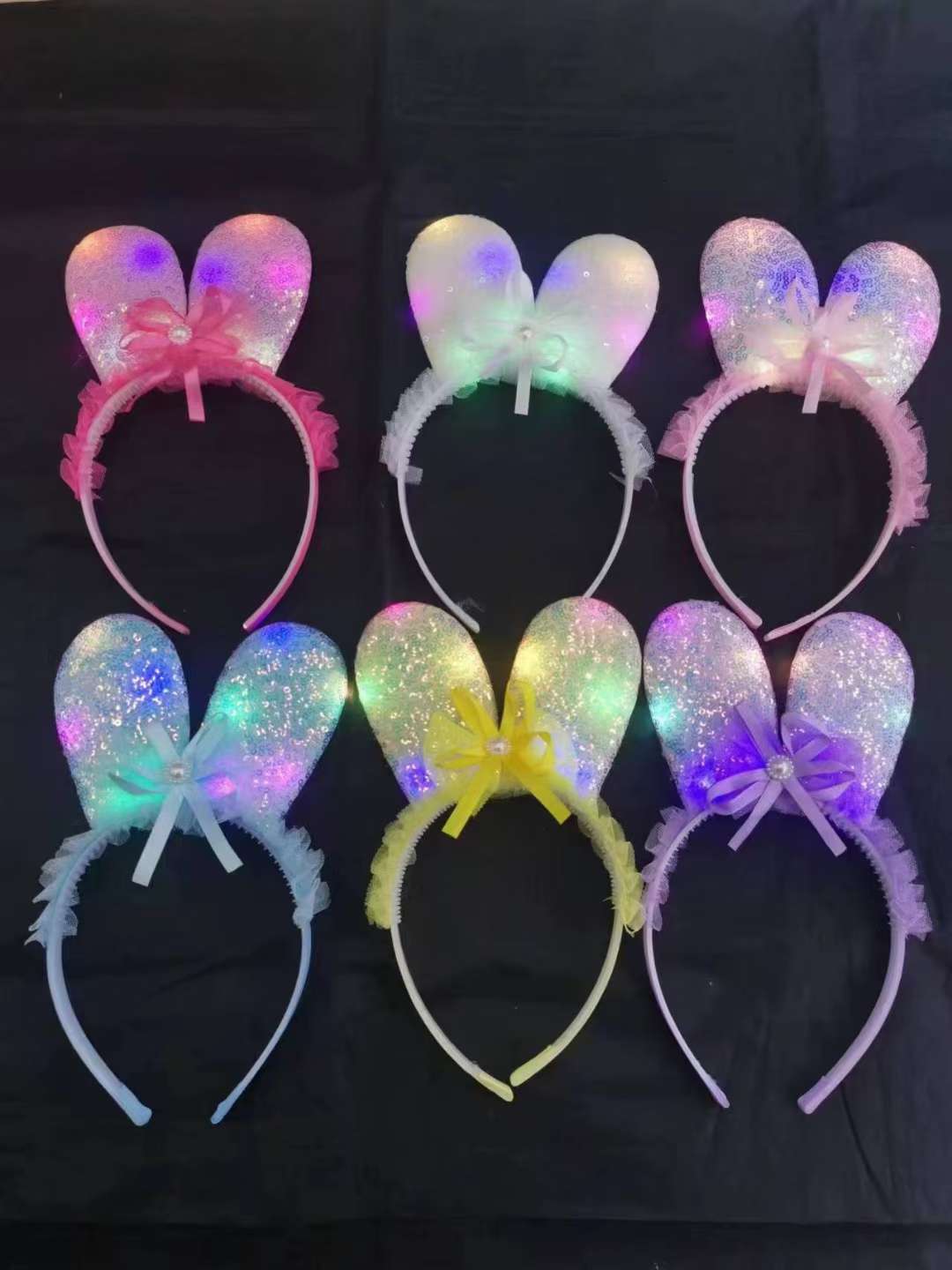 节日派对，头饰，发光头箍，带灯头饰，米奇发箍，兔耳发箍，闪灯头扣，发饰，工艺品头饰细节图