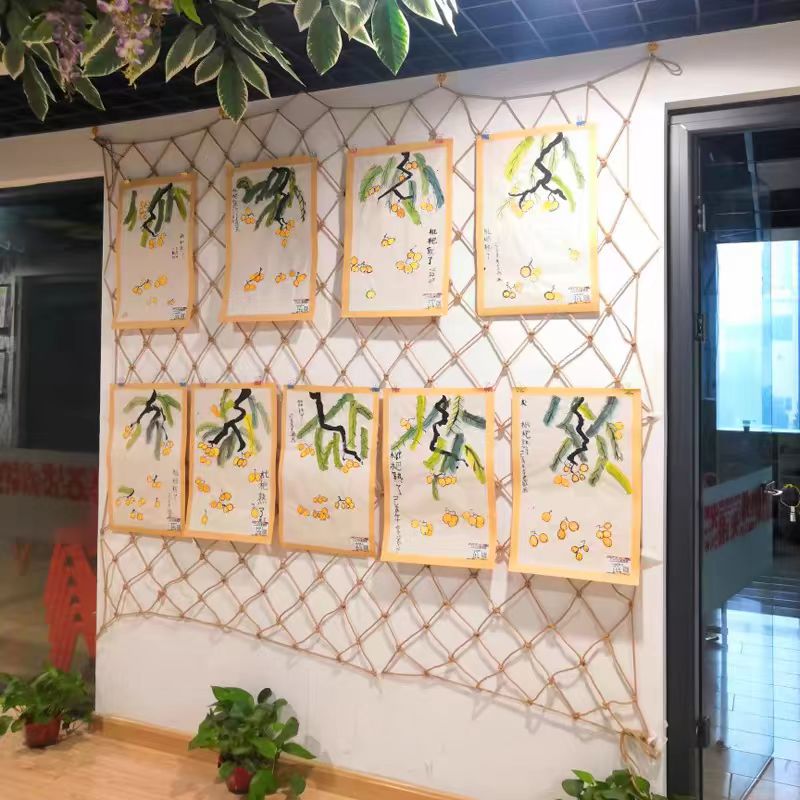Wall creative decoration, hanging net, hemp rope grid, photo wall, fishing net 1*1m, net rope 0.4cm, thick 15cm, mesh hanging painting, wall hanging in ins style Application Scenario