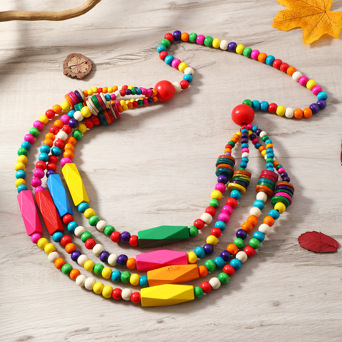 New Ethnic Style Bohemian Tropical Retro Hand-Beaded Multi-Layer Necklace