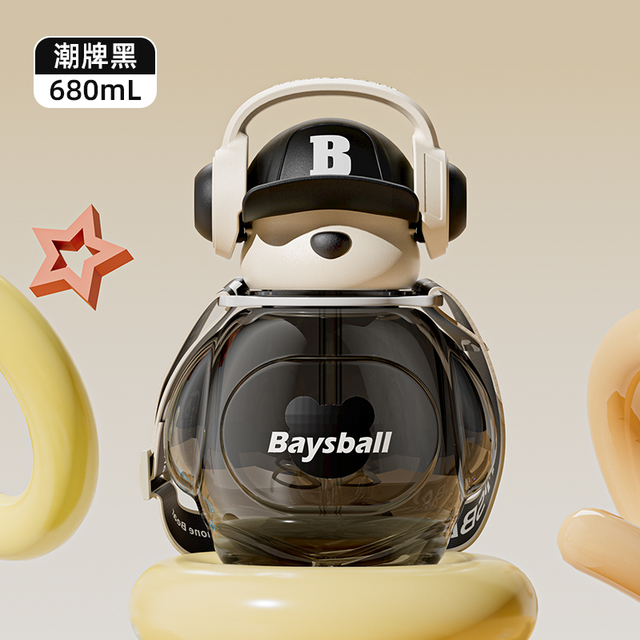 Summer Children's Plastic Cup Hong Kong Bay 18 Headphones Bear Shape Cup Straw Cup Can Crossbody Plastic Cup Water Cup Children Summer Cute Application Scenario