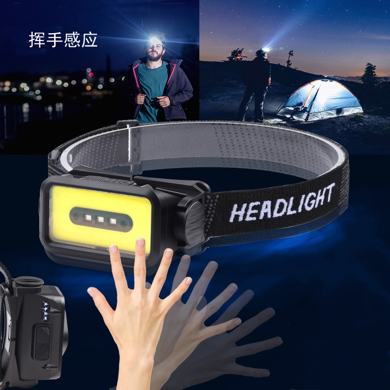K352USB recargable smart winging sensor headlight COB bicicleta headlight luz de camping al aire libre lámpara de mina luz de cabeza de mantenimiento luz de camping luz de pesca pic 1